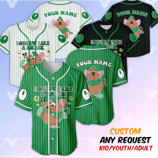Discover Gus Gus St Patricks Day Baseball Jersey, Disney Gus Gus Shirt, Gus Gus Lucky Tee, Disney St Patricks Shirt, Mouse Irish Shirt
