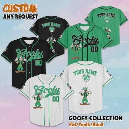 Discover Disneyland Goofy St. Patricks Day Baseball Jersey, Custom Disney Mickey and Goofy Lucky Day Jersey, Goofy Boy St. Patricks Day Jersey