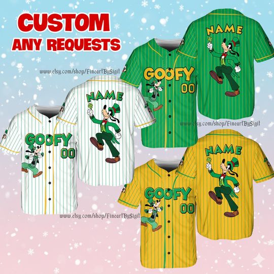 Discover Goofy St Patrick's Day Jersey Shirt, Disney Goofy Irish Shamrock Shirt, Goofy Lucky Baseball Jersey, Goofy Lucky Irish Jersey Gift