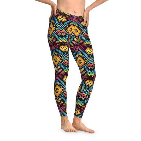 Discover Tribal Stretchy Leggings, Aztec Leggings, Abstract Leggings