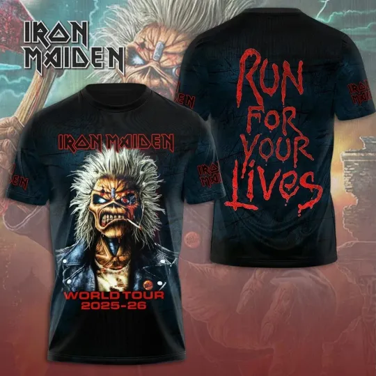Discover Iron 1Maiden Run For Your Lives World Tour 2025-2026 Date Inspired 3D TShirt