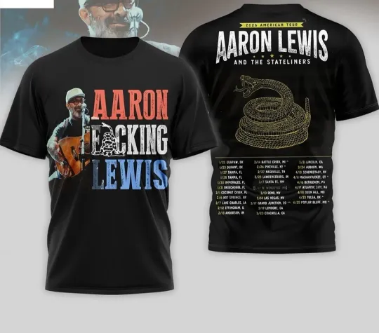 Discover NEW Aaron Lewis 2026 American Tour Shirt Country Music Concert Fan 3D T-Shirt