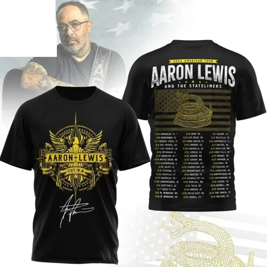 Discover Aaron Lewis 2026 American Tour Shirt Country Music Concert Fan 3D T-Shirt