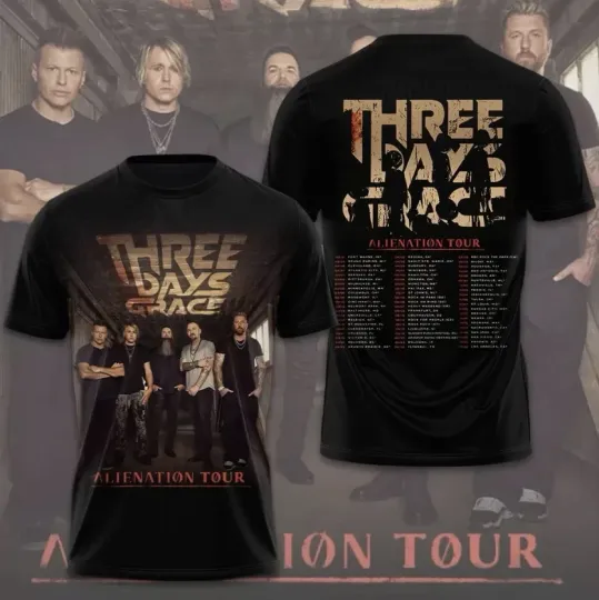 Discover Three Days Grace Alienation Tour 2026 3D T-Shirt