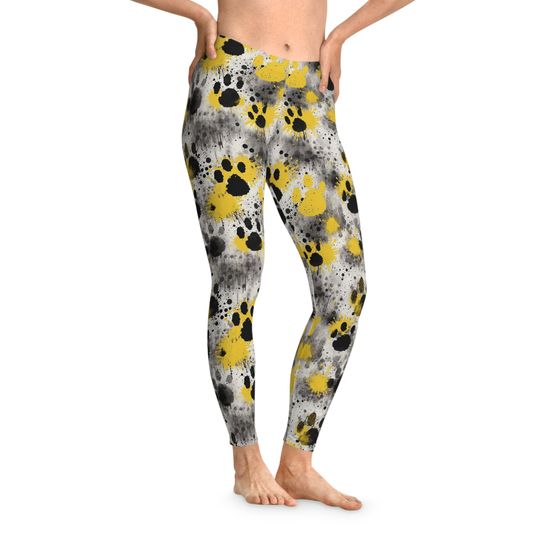 Discover Dog Print Stretchy Leggings, Dog Paw Yoga Pants