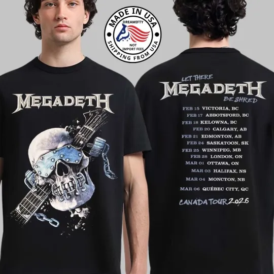 Discover Megadeth Canada 2026 Tour Vic Let There Be Shred T-Shirt