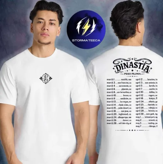 Discover Peso Pluma Merch Dinastia Tour 2026 On March 3 Two Sided Unisex T-Shirt