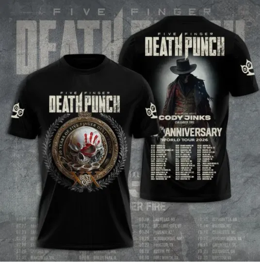 Discover 2026 Five Finger Death Punch Tour 2026 3D TShirt All Over Print