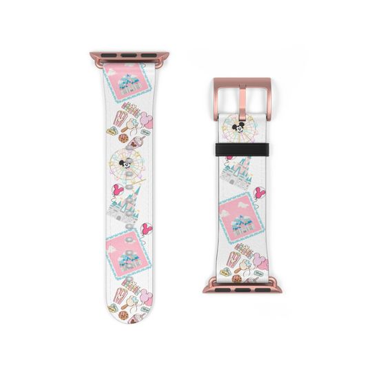 Discover Disney Castle Pastel Pattern Watch Band, Disney Parks Theme