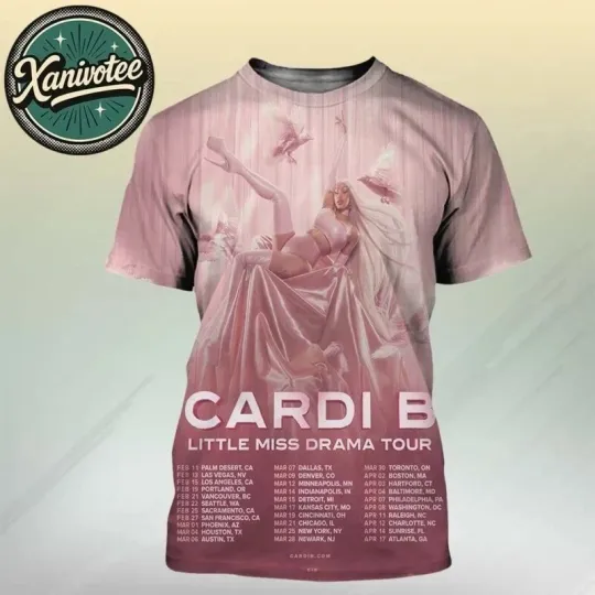 Discover Rare New Cardi B Little Miss Drama Tour 2026 S to 5XL 3D Shirt PN621
