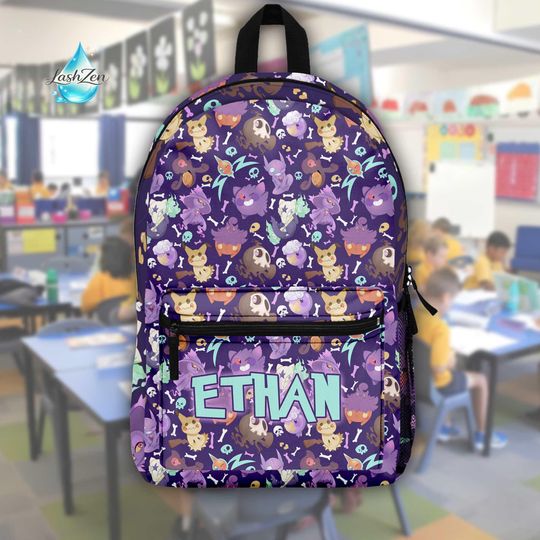 Discover Custom Name Pkemon Backpack, Personalized Pkemon Backpack, Custom School Bag, Cute Anime Back to School Gift, Birthday Gift for Boys Girls