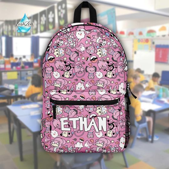 Discover Personalized P0kem0n Fairy Backpack, Custom Name Backpack, P0kem0n Kids Bookbag, Back to School Gift for Girls