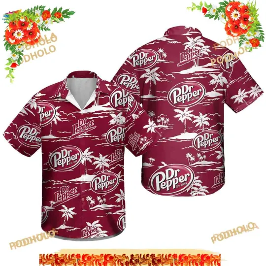 Discover Dr.Pepper Beach Pattern Hawaiian Shirt, Hawaii Beer Shirt
