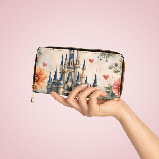 Discover Fairytale Castle Floral Hearts Zipper Wallet | Vintage Disney-Inspired Castle