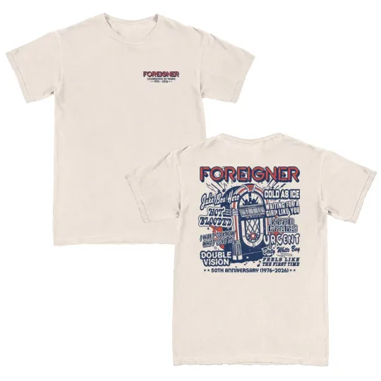 Discover Foreigner Band 50th Anniversary Eagle Tour Double Sided T-Shirt All Sizes