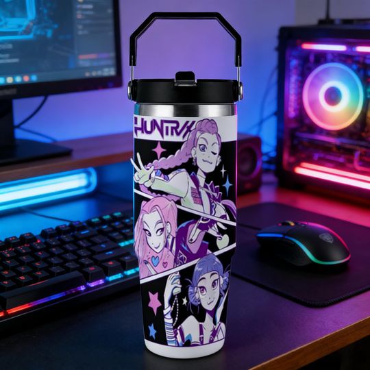 Huntrix Kpop Demon Hunters 30oz Stainless Steel Tumbler, Insulated Water Bottle