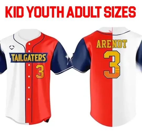 Discover 3 ARENDT The Texas Tailgaters baseball jersey All sizes JJ6329