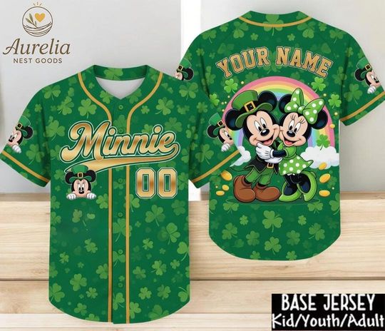 Discover Custom Lucky Shamrock Baseball Jersey, Personalized Green St Patrick Day Cartoon Jersey, Kid Youth Adult Team Shirt