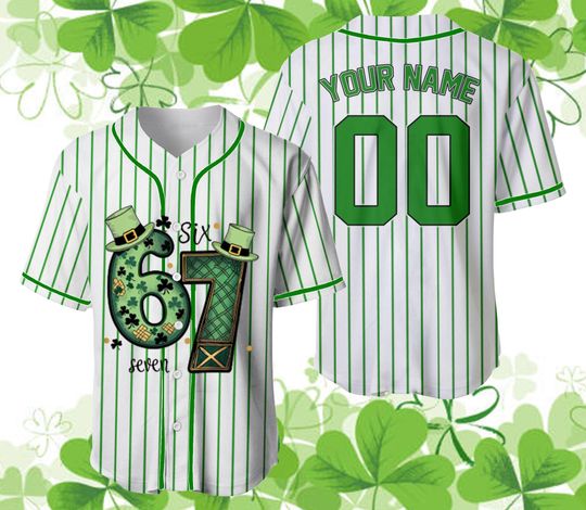 Discover Funny 6 7 Meme Shamrocks Baseball Jersey, Six Seven Shamrocks Jersey, 6 7 St Patrick's Day Shirt, Patrick's Day Gift, Lucky 67 Clover Tee