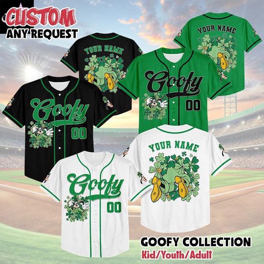 Discover Custom Goofy St. Patricks Day Baseball Jersey, Disney Mickey and Friends Shirt, Lucky Baseball Team Outfit