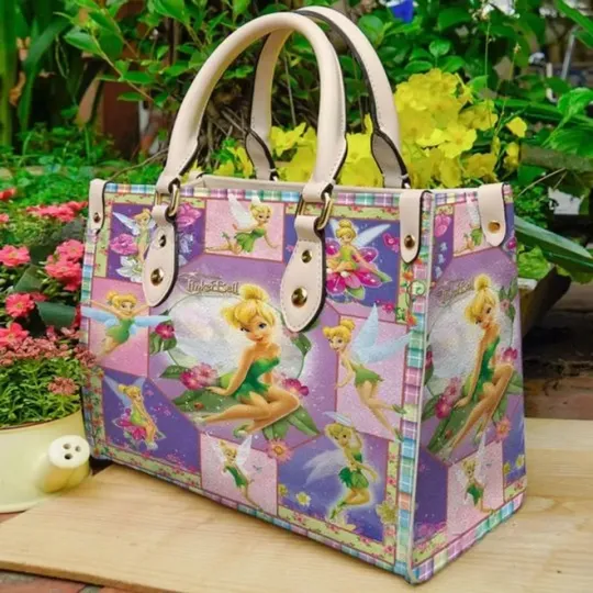 Discover Tinker Bell Vintage Leather Handbag,  Gift For Her, Gift for Cartoon Lovers