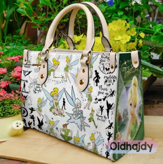 Discover Tinker Bell Leather Handbag,  Gift For Her, Gift for Cartoon Lovers