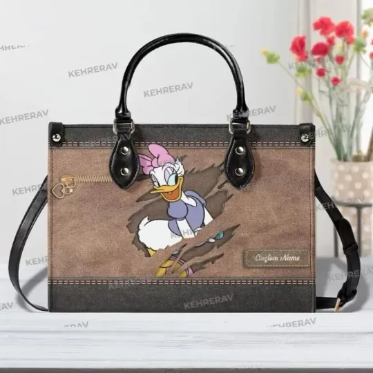 Discover Personalized Daisy Duck Leather Handbag,  Gift For her
