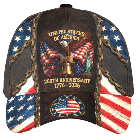 Discover America 250 Years Anniversary Baseball Cap Patriotic USA Printed Hat