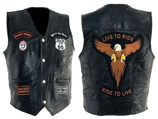 Hawg Rides Motorcycle Patch Leather Vest