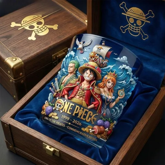 One Piece Commemorative Luffy Zoro And Nami Edition 2026 Whiskey Glass (No box)