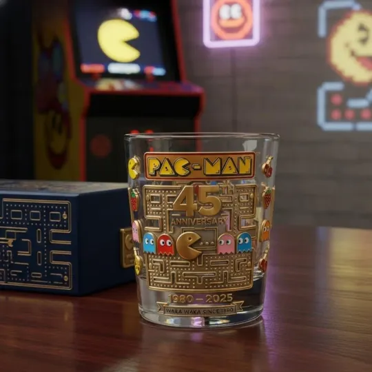 Discover Pac Man Waka Waka 45Th Anniversary Whiskey Glass 2025 Edition