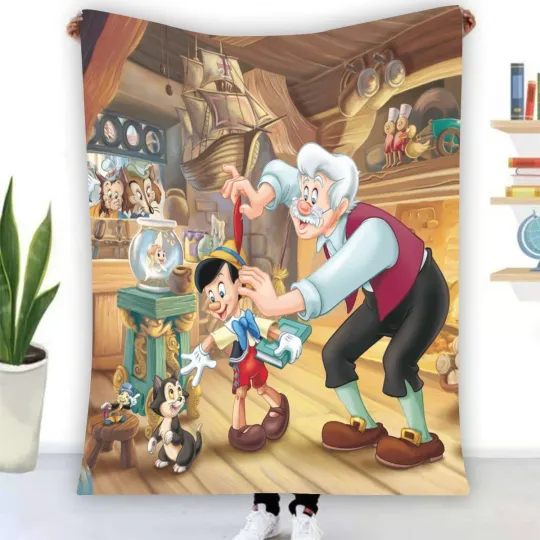 Discover Disney Classic Pinocchio Soft Warm Single-Side Printing Flannel Fleece Blanket