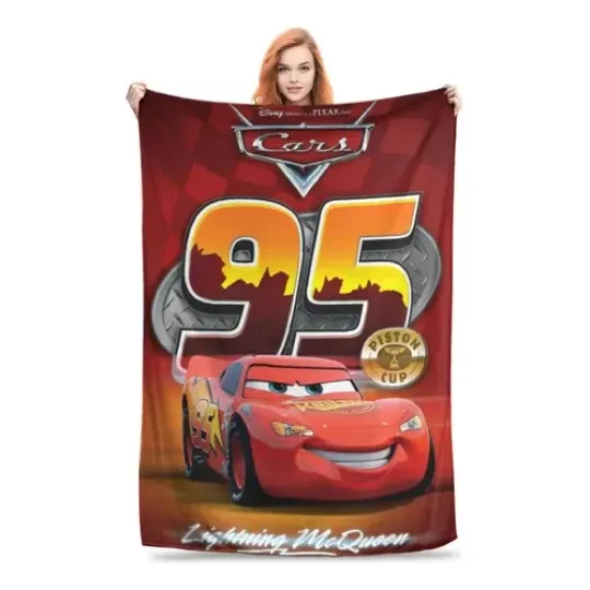 Discover Red Cartoon Racing Car Wall Poster Style Flannel Blanket Cozy