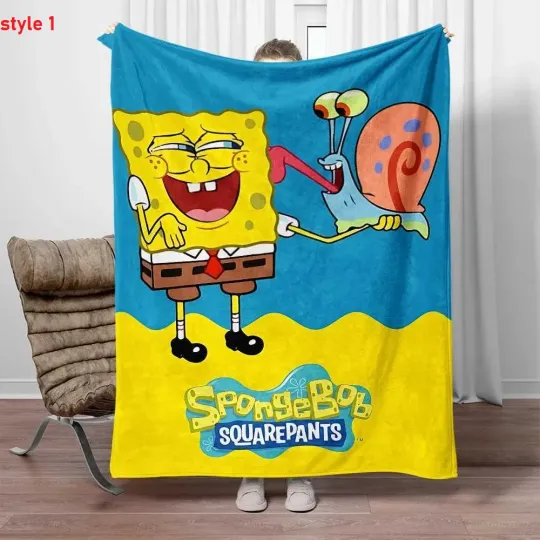 Discover Cute Yellow Sponge Style Blanket – Soft Cozy Flannel Fleece