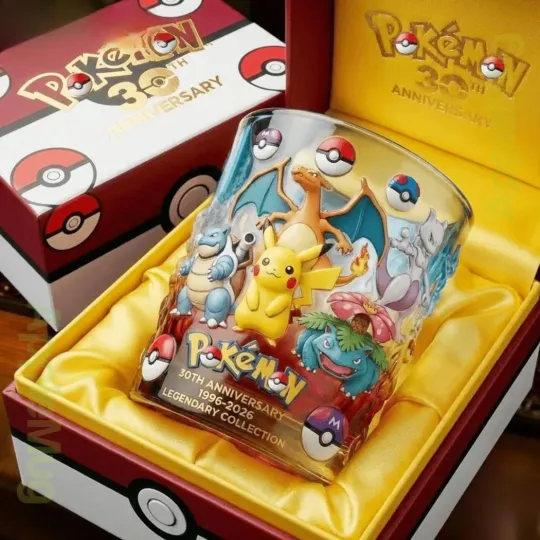 Discover Poket mons 30th Anniversary 1996-2026 Legendary Collection Whiskey Glass