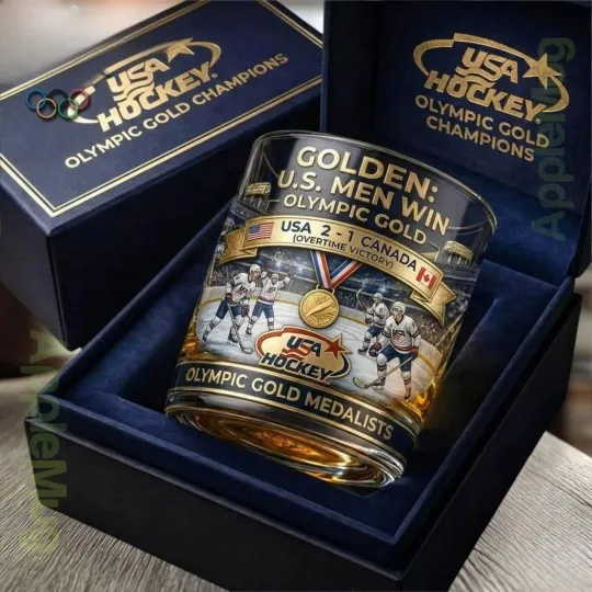 Discover Golden U.S. Men Win Olympic Gold USA 2-1 Canada Whiskey Glass