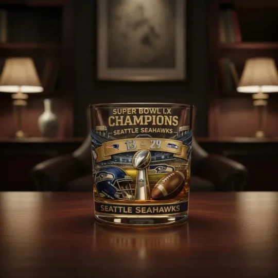 Seahawks Super Bowl Lx Champions Whiskey Glass