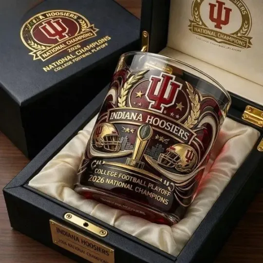 Hoosiers College Football Playoff 2026 National Champions Whiskey Glass