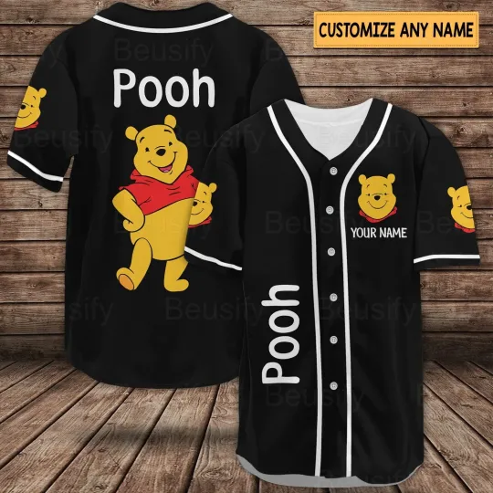 Discover Winnie Pooh Baseball Jersey, Pooh Bear Shirt, Pooh Jersey Shirt, Winnie The Pooh
