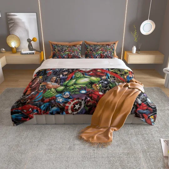 Discover Top! The Heroes Characters Print Bedding Set 125Gsm (Quilt Case And Pillow Case)