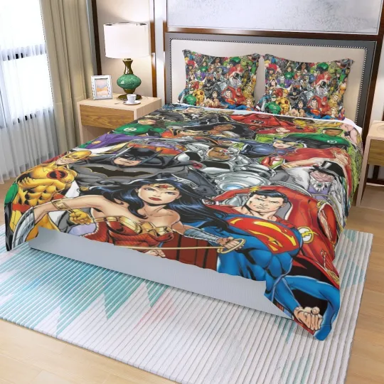 Discover Superheroes Characters Print Duvet Cover Set (3Pcs) Quilt Cover & Pillowcase