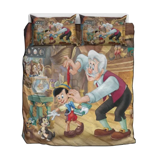 Disney Classic Pinocchio Print Quilt & Pillow Cases