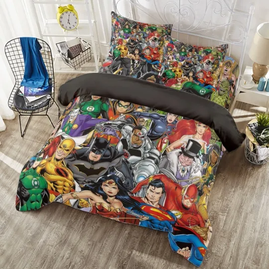 Discover Top! Superheroes Print Duvet Cover Set