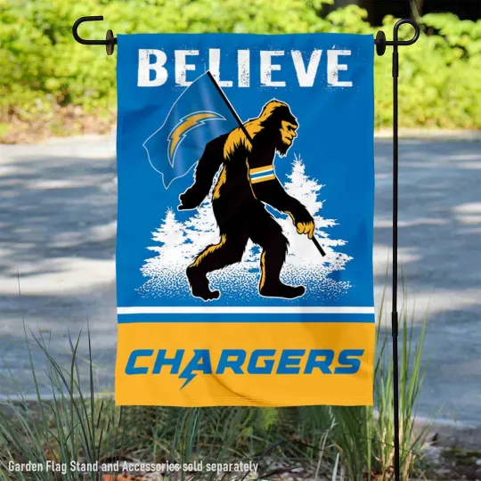 Discover Los Angeles Chargers Bigfoot Sasquatch Believe Flag Graden Flag