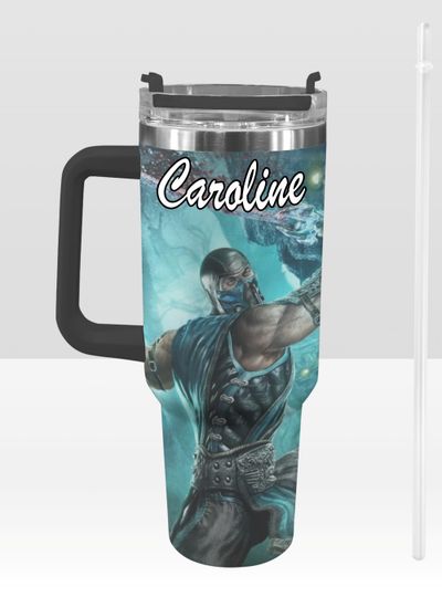 Mortal Kombat 40 oz Tumbler: Sub-Zero Personalized Stanley-Inspired Stainless Steel Cup