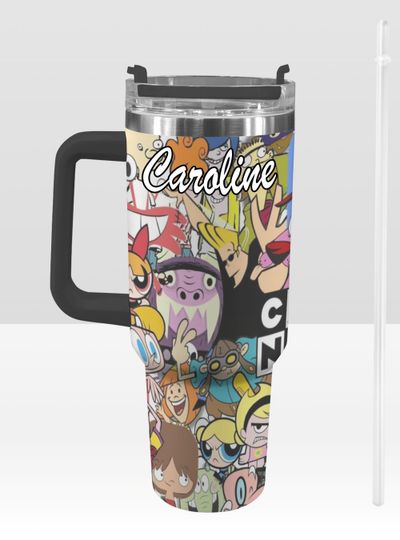 Discover Cartoon characters 40 oz Tumbler: Courage the Cowardly Dog, Dexter, Power Puff Girls Personalized Stanley-Inspired Stainless Steel Cup