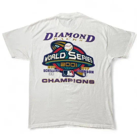Arizonna Diamondbacks 2001 World Series Champions T-Shirt Mens Large Front & Back Graphics