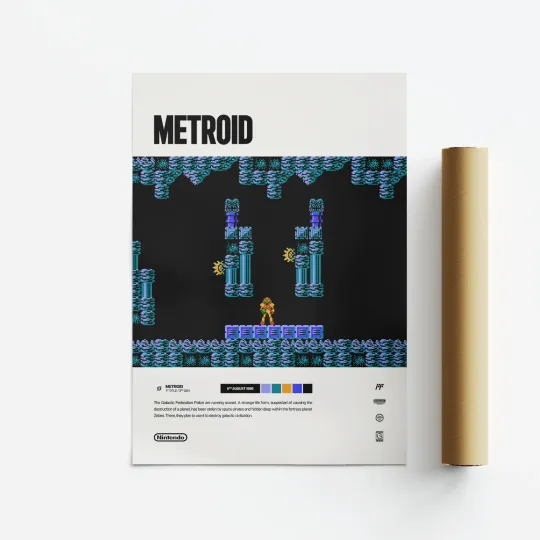 Discover Metroid (1986) Video Game Art Vertical Poster