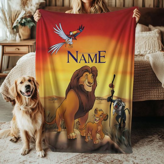 Custom Mufasa Blanket, Disney The Lion King Simba Blanket, Disney Safari Adventure Blanket, Birthday Girl Boy Gift Blanket, NVA816