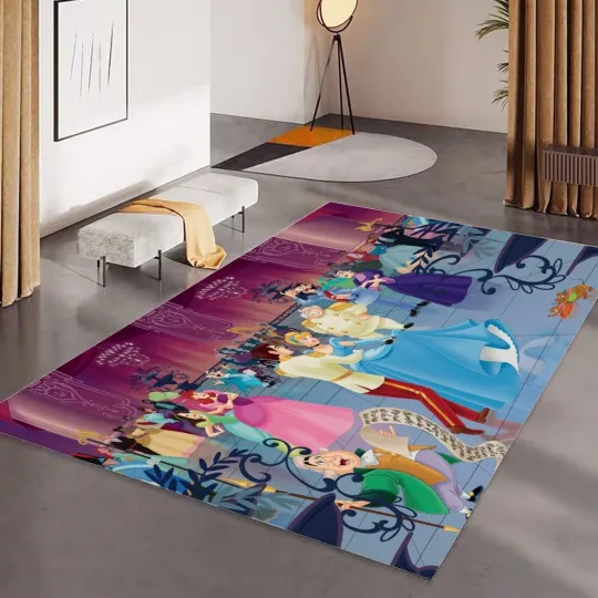 Discover Disney Princess Print Foldable Rectangular Floor Mat Rug Anti-Skid Carpet